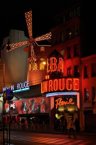 Moulin Rouge, Paris. Ruffles, feathers, beads, sparkles, pearls, diamonds, satin, lace. All the things girls love. Moulin Rouge Paris, Foto Disney, Montmartre Paris, Paris Aesthetic, I Love Paris, Paris Photo, Neon Lights, Montmartre, Paris Travel