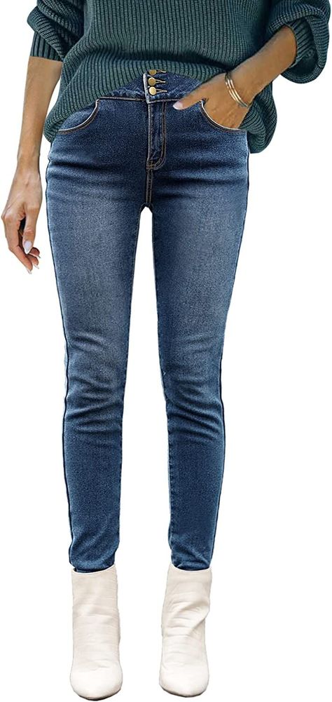 New Arrivals // Show off your striking look wearing this dark blur high waist thermal fleece denim jeans. Lined Pants, Thermal Leggings, Warm Leggings, Jeans High Waisted, Denim Jeggings, Lined Jeans, Womens Fleece, High Jeans, High Waist Jeans