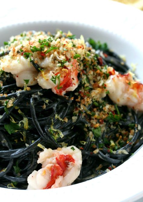 Squid Ink Pasta with Buttery Lobster | Dash of Savory | Cook with Passion Squid Ink Pasta Recipe, Pasta Lobster, Ink Pasta, Butter Poached Lobster, Poached Lobster, Dried Pasta, Squid Ink Pasta, Chicken Piccata Recipe, Lobster Dinner