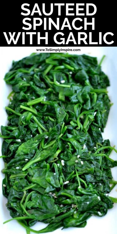 A perfect low-carb recipe, this garlic sautéed spinach is a delicious side dish to add to any meal. It’s an easy recipe that is a crowd-pleaser every single time we make it for guests too. Summer Veggies, Sauteed Spinach, Spinach Recipes, Sauteed Vegetables, Crowd Pleaser, Veggie Dishes, Inspired Recipes, Healthy Sweets, Yummy Sides