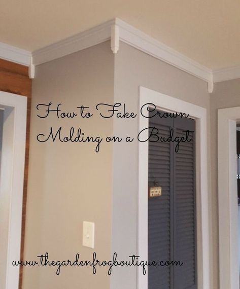 How to Fake Crown Molding on a Budget | Hometalk Cheap Crown Molding, Faux Crown Moldings, Kitchen Cabinet Crown Molding, Diy Crown Molding, Ikea Craft Room, Crown Moldings, Budget Remodel, Budget Bathroom Remodel, Diy Crown