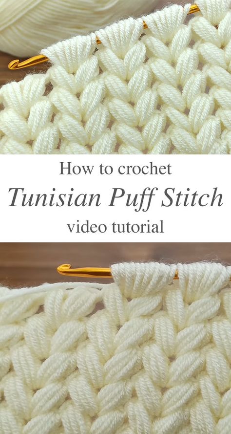 Tunisian Crochet Puff Stitch For Your Winter Works - CrochetBeja Crochet Puff Stitch, Crochet Book Cover, Puff Stitch Crochet, Tunisian Crochet Patterns, Tunisian Crochet Stitches, Crochet Knit Stitches, Manta Crochet, Puff Stitch, Stitch Crochet