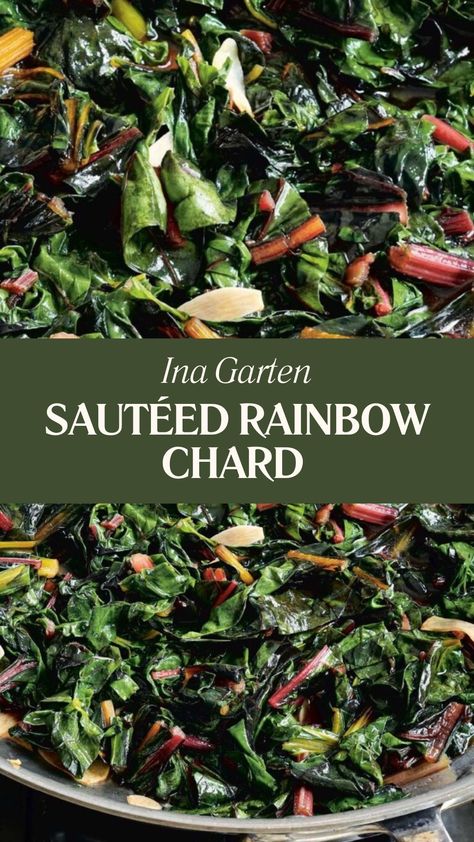 Ina Garten Sautéed Rainbow Chard Rainbow Chard Recipes Sauteed, Swiss Chard Garden, Recipes With Chard, Vegan Swiss Chard Recipes, Chard Salad Recipes, How To Cook Swiss Chard, Sauteed Swiss Chard Recipes, Red Chard Recipes, Tatsoi Recipes