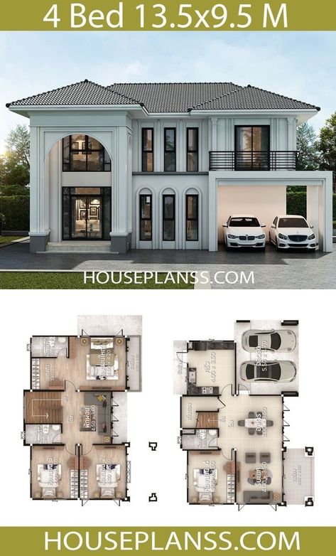 House Plans Design, 2 Storey House Design, Basement House Plans, Porch House Plans, Two Story House, 4 Bedroom House Plans, House Plan Gallery, Sims House Plans, Model House Plan