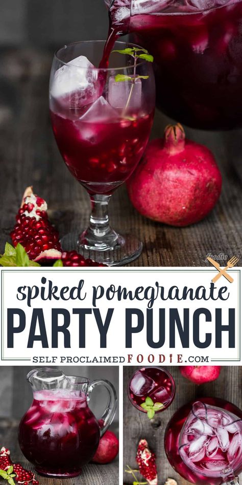 Pomegranate Prosecco Punch, Sparkling Cranberry Vodka Punch, Pomegranate Arils Recipe, Vodka Punch Recipes For A Crowd, Christmas Pomegranate Punch, Cranberry Vodka Punch, Christmas Vodka, Pomegranate Punch, Cocktail Punch