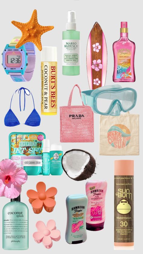 #myfirstshuffle Summer Wishlist Products, Summer Skincare Products, Summer Bag Essentials, Summer Beauty Products, Summer Beach Bags, Summer Perfumes, Surfergirl Style, Summer Necessities, Summer Must Haves