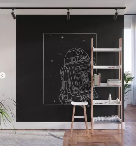 This Star Wars Fan Art Will Keep The Force With You Always Star Wars Wall Mural Diy, Star Wars Mural Bedroom, Starwars Mural, Star Wars Wall Painting, Star Wars Room Aesthetic, Game Room Mural, Orlando Airbnb, Young Mans Bedroom Ideas, Star Wars Mural