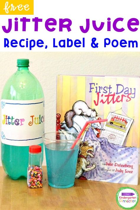 Preschool Hairstyles, Jitter Juice, Preschool First Day, First Day Jitters, First Day Of Preschool, Kindergarten Freebies, First Week Of School Ideas, First Day Of School Activities, Kindergarten Books