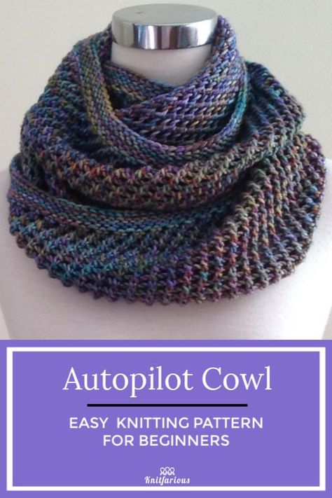 Easy Cowl Knitting Pattern, Knitting Projects Free, Knit Cowl Pattern Free, Diy Tricot, Knitted Cowl, Knitting Patterns Free Scarf, Easy Knitting Projects, Cowl Knitting Pattern, Easy Knitting Patterns