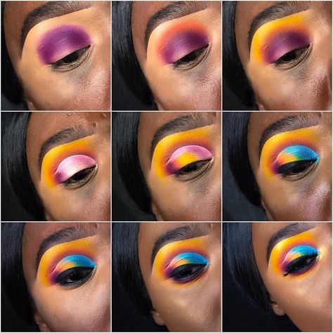 Eyeshadow Pictorial, Colorful Eye Makeup Tutorial, Makeup Pictorial, Makeup Order, Artist Tips, Pride Makeup, Makeup Artist Tips, Glitter Eye Makeup, Pinterest Makeup