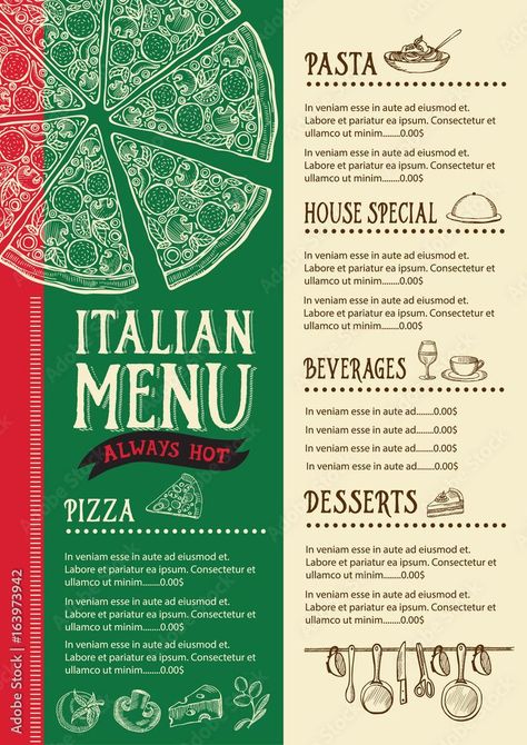 Pizza menu restaurant, food template. Menu Design Italian Restaurant, Italian Restaurant Menu Ideas, Futuristic Menu Design, Italian Menu Design Ideas, Italian Food Menu Design, Pizza Menu Design Ideas, Italian Menu Ideas, Italian Restaurant Menu Design, Italian Menu Design