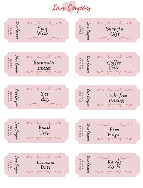 Love Coupons Valentine day gift, anniversary gift , gift for him or her, gift for boyfriend, girlfriend, husband, wife, valentine day , love vouchers | pink aesthetic| Valentine day Boyfriend Coupons Ideas For Him, Coupons For Best Friend Gift Ideas, Voucher For Boyfriend Ideas, Love Coupon Ideas For Boyfriend, Love Vouchers For Him, Diy Vouchers For Boyfriend, Crafts To Make Your Girlfriend, Coupons For Boyfriend Spicy, Diy Coupons For Boyfriend