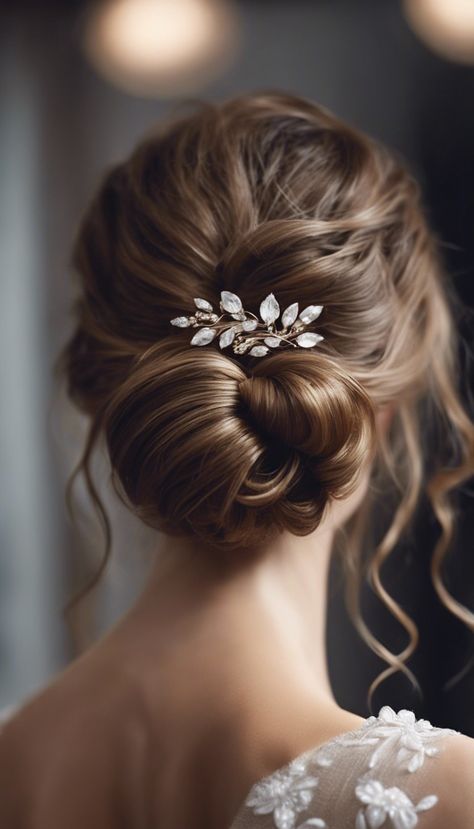 27+ Messy Bun Hairstyles For Wedding » Hairstylester Messy Bun For Wedding, Fancy Messy Bun, Messy Bun Hairstyles For Wedding, Messy Hair Buns, Bun Hairstyles For Wedding, Buns Ideas, Messy Bun Wedding, Fancy Buns, Fancy Updos