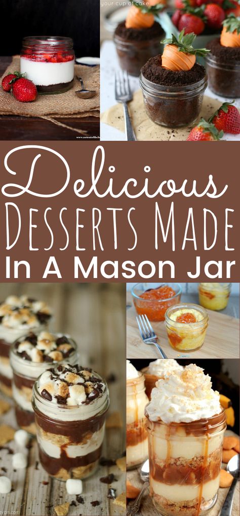 Here's a list of delicious desserts made in a mason jar! Perfect mini dessert recipes to take on spring picnics! These Mason Jar Dessert Recipes will be the hit at your next gathering! - simplytodaylife.com #masonjardessert #desserts #minidesserts #minipies #masonjar #recipesinajar #picnicdessert Jar Dessert Recipes, Mason Jar Baking, Mason Jar Desserts Recipes, Mason Jar Cakes, Jar Cakes, Desserts In A Jar, Mason Jar Recipe, Food In A Jar, Picnic Desserts