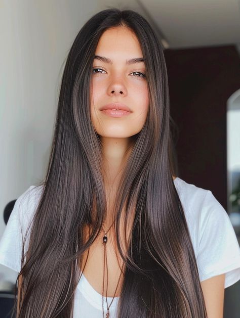 Long Hair One Length, Long Straight Haircut, Straight Hair Cut, Black Hair Haircuts, Straight Hair Waves, Long Hair Cuts Straight, Long Hair Straight, Straight Haircut, Hairstyles For Long Straight Hair