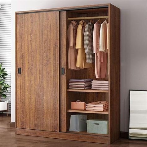 Amazon.com: NIUYAO Solid Wood Family Wardrobe Closet Armoire Sliding Door Clothing Rod & Shelves Included Bedroom Dressing room Storage Cabinet -Brown 39.5" L x 18" W x 71" H : Home & Kitchen Dressing Room Storage, Black Wardrobe Closet, Interior Design Girls Bedroom, Closet Armoire, Kids Armoire, Solid Wood Wardrobes, Clothes Cabinet, Bedroom Dressing Room, Wood Family