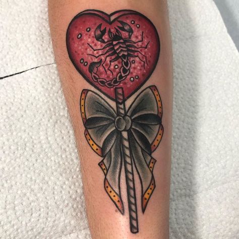 Bug Lollipop Tattoo, Scorpion Sucker Tattoo, Scorpion Lollipop Tattoo, Heart Lollipop Drawing, Heart Lollipop Tattoo, Sucker Tattoo, Scorpion Lollipop, Lollipop Tattoo, Candy Tattoo