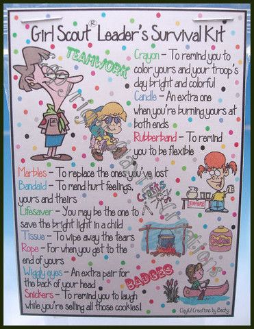 Leader must have Girl Scout Leader Appreciation Gifts, Girl Scout Leader Gifts, Survivor Kit, Bride Survival Kit, Daisy Troop, Brownie Girl, Girl Scout Daisy, Girl Scout Activities, Daisy Scouts