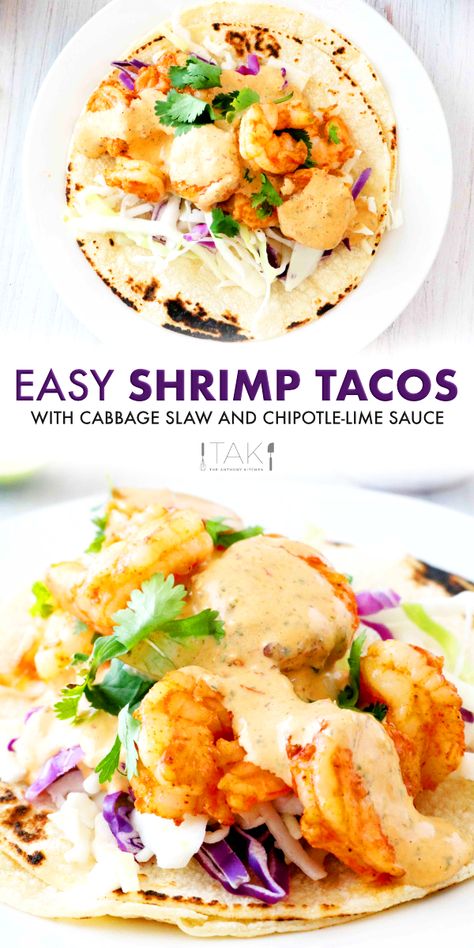 Easy Shrimp Tacos, Shrimp Tacos Recipe, Seared Shrimp, Shrimp Tacos Easy, Creamy Chipotle Sauce, Shrimp Corn, Flavorful Shrimp, Mexican Dinner, Chipotle Sauce