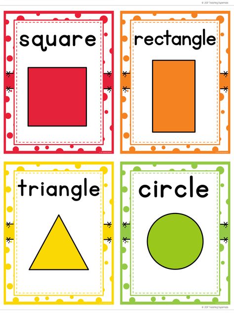 Shape Posters Preschool Free Printable, Shapes Posters For Classroom, Preschool Class Rules, Shape Flash Cards, Kids Learning Charts, Preschool Center Signs, Alphabet Flash Cards Printable, Maternelle Grande Section, Shapes Flashcards