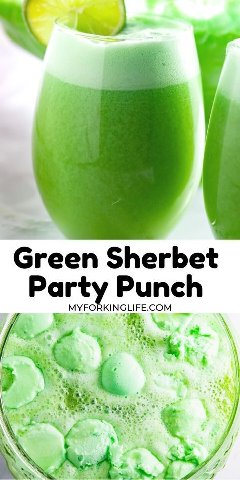 Green Wedding Punch Recipes, Lime Sherbert Punch With Pineapple Juice, Lime Sorbet Punch, Green Sorbet Punch, Cactus Juice Punch, Sherbert Punch With Alcohol, Green Sherbert Punch Recipe, Pond Punch Recipe Green, Christmas Punch Recipes With Sherbert