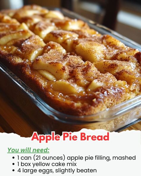 Apple Pie Bread 🍎🍞

Ingredients:... - Yummy Homemade Recipes Apple Pie Bread With Apple Pie Filling, Apple Pie Bread, Janet Evanovich, Easy Apple Pie, Apple Pie Filling, Bread Ingredients, Self Rising Flour, Apple Pies Filling, Yellow Cake Mixes