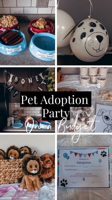 Dog Adoption Party Birthday, Puppy Kitten Birthday Party, Pet Adoption Party Ideas, Dog Birthday Party Activities, Dog Adoption Birthday Party, Adopt A Pet Birthday Party Ideas, Humane Society Birthday Party, Adopt A Pet Birthday Party, Adopt A Puppy Birthday Party