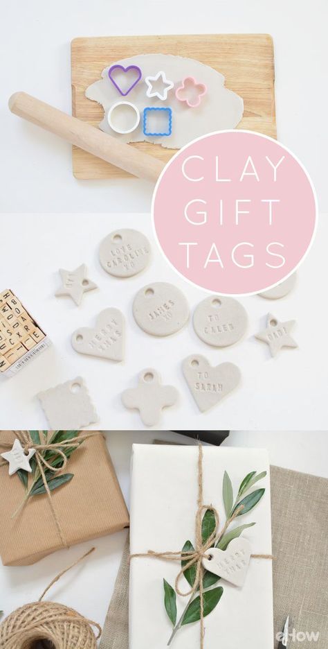 Decorate Presents, Clay Gift Tags, Clay Christmas Decorations, Gift Tags Diy, Cadeau Diy, Diy Tags, Clay Ornaments, Diy Clay Crafts, Crafty Craft