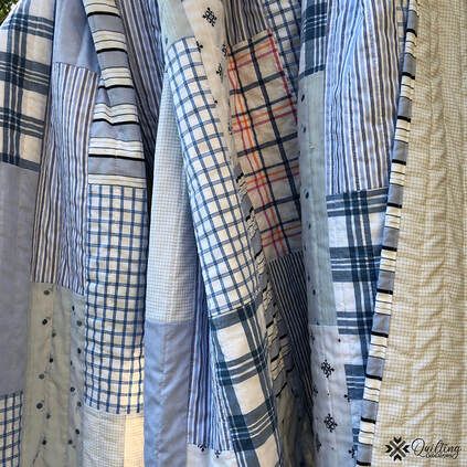 Worn & Washed Memory Quilt - Quilting Endeavors Memory Quilts From Clothes Men Sewing Patterns, Plaid Shirt Memory Quilt, Quilts From Mens Shirts Ideas, Quilts Made With Plaid Fabric, Plaid Shirt Quilt, Blanket Made From Loved Ones Clothes, Quilt From Old Shirts, Memory Quilt Patterns, Memory Quilts From Clothes Men