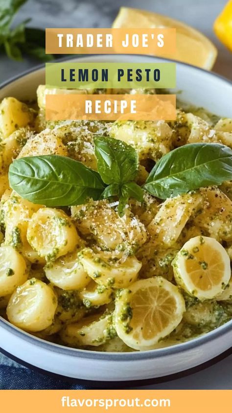 Trader Joe’s Lemon Pesto Recipe – Flavor Sprout Trader Joe’s Lemon Pesto Ideas, Lemon Pesto Trader Joes, Tiny Potato, Pesto Recipes, Pesto Potatoes, Lemon Pesto, Pasta Lover, Pesto Recipe, Trader Joe’s