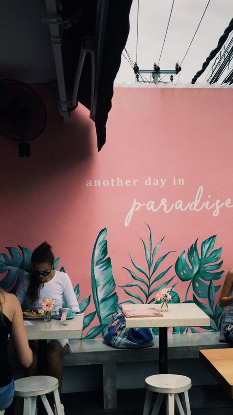 Kynd community Mural for home | mural ideas | mural wallpaper | wallpaper accent wall Cafe Wall Art Murals, Mural Art Tropical, Cafe Wall Painting, Restaurant Wall Mural, Cafe Murals, Cafe Mural, Community Mural, Wall Mural Ideas, Mural Cafe