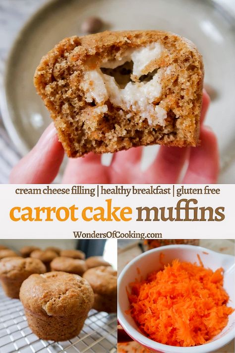 Gluten Free Carrot Cake Muffins with Cream Cheese Filling Gluten Free Peach Recipes, Gluten Free Carrot Cake Muffins, Muffins With Cream Cheese Filling, Homemade Cream Cheese Icing, Muffins With Cream Cheese, Buttermilk Muffins, Cinnamon Banana Bread, Gluten Free Blueberry Muffins, Buttermilk Pancakes Fluffy