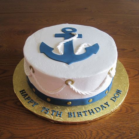 Nautical Anchor Cake on Cake Central Nautical Birthday Cakes, Sailor Cake, Anchor Cakes, Marine Cake, Navy Cakes, Anchor Birthday, Boat Cake, Biscuit Decoration, Fancy Wedding Cakes