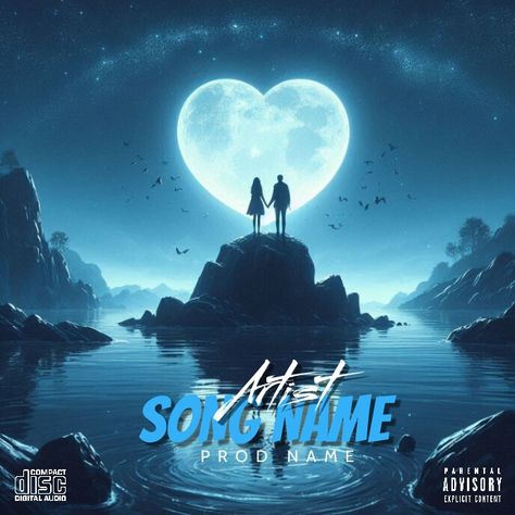 Aqua Couple Love Heart Cover Art Album Cove | PosterMyWall Love Song Cover Art, Love Album Covers, Music Album Covers Design, Free Cover Art, Music Cover Art Design, Music Cover Art, Church Halloween, Work Poster, Rap Album Covers