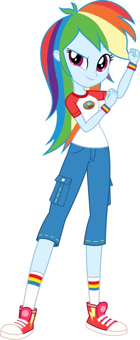 Legend of Everfree: Camper Rainbow Dash by ImperfectXIII Camper Outfit, Rainbow Dash Human, Equestria Girls Rainbow Dash, Legend Of Everfree, Mlp Equestria, Rainbow Rocks, My Little Pony Party, Equestria Girl, Strong Arms