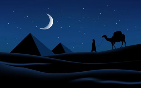 Arabian Desert Aesthetic, Ramadan Wallpaper Hd, Arabian Desert, Desert Night, Night Sky Painting, Night Illustration, Arabian Night, Hd Nature Wallpapers, Desert Art