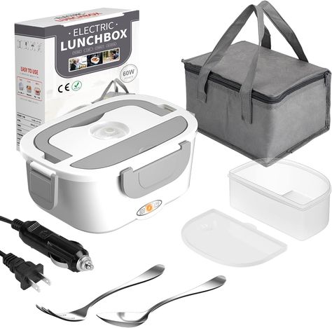 Warm Healthy Meal Anywhere: No microwave required. Always on the GO and tired of cold or fast food? Now simply plug in and heat up your food with the Electric heating lunch box at office or in 12V car/24V truck using the power cables. Enjoy your warm & healthier homemade food. Electric Lunch Box 3 in 1: Portable Microwave, Heated Lunch Box, Stainless Steel Containers, Box Food, Electric Foods, Portable Food, Power Foods, Food Warmer, Portable Bag