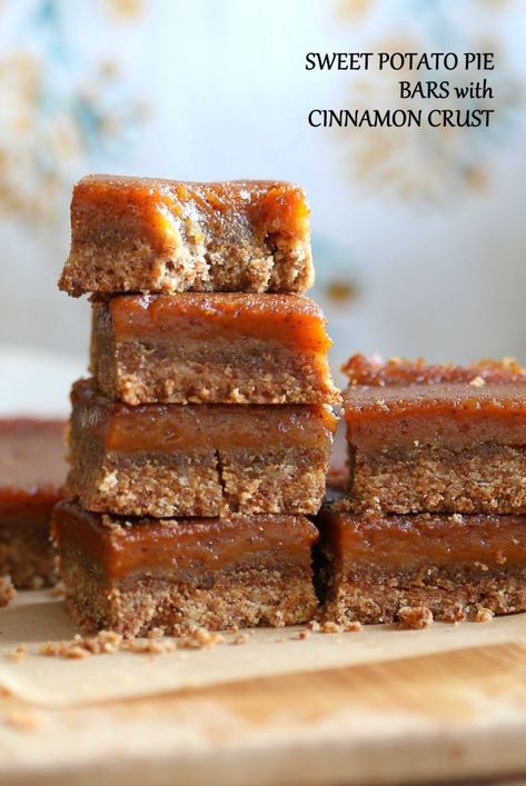 Sweet Potato Pie Bars, Vegan Sweet Potato Pie, Vegan Thanksgiving Dessert, Sweet Potato Dessert, Vegan Pumpkin Recipes, Vegan Richa, Pumpkin Pie Bars, Pie Bars, Vegan Sweet Potato