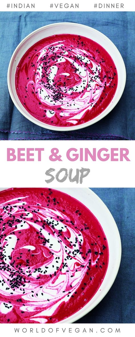 Soups Vegan, Beet Soup Recipes, Beetroot Recipes, Beetroot Soup, Soups Recipes, Ginger Soup, Beet Soup, Beet Recipes, Nigella Seeds