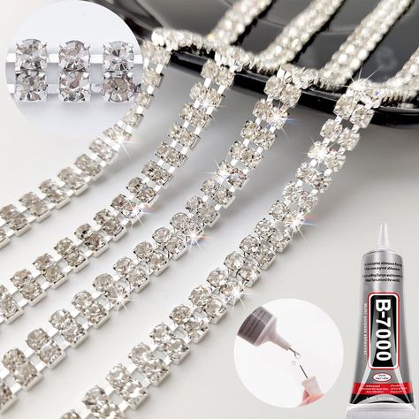 PRICES MAY VARY. 【Size】All Length-4Yd/144in; Total width-0.28in/7mm. 【Firm Claw Inlay】The rhinestone trim chain is made of multi-faceted crystal rhinestone and silver base,which is Sparkly,Eye catching,Sturdy,Durable. 【Various Applications】Beautiful rhinestone strips ideal fordecorating bottle, cellphone case, shoes, headband, hairpin, photo frame, various holiday decoration, wedding party, bridal veil, costumes, garments, cake decoration, candles, vases, and so on. 【Easy To Use】You can use a gl Decoration Candles, Ribbon Diy, Sparkly Eyes, Glam Bedroom, Rhinestone Fringe, Cellphone Case, Rhinestone Trim, Crafting Supplies, Diy Decoration