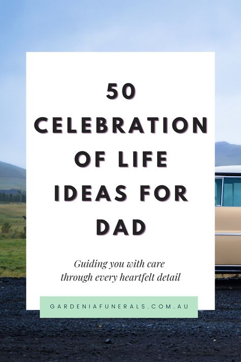 Honouring the life and legacy of your father is a profound and meaningful journey.   Discover 50 heartfelt ideas to celebrate his life and cherish his memory.   At Gardenia Funerals, we guide you with care through every detail to create a personalised and loving tribute. 🌿❤️  #FathersDay #CelebrationOfLife #HonouringDad #GardeniaFunerals #MemorialIdeas #PersonalisedTributes #CompassionateCare #CherishTheMemory #FuneralPlanning #SupportInGrief #FamilyLove Backyard Celebration Of Life, At Home Memorial Service Ideas, Celebration Of Life Memorial Ideas Party Food, Planning A Memorial Celebration, Memorial Service Ideas For Dad, Celebration Of Life Table Ideas, Obituaries Ideas, Celebration Of Life Party, Celebration Of Life Memorial Ideas