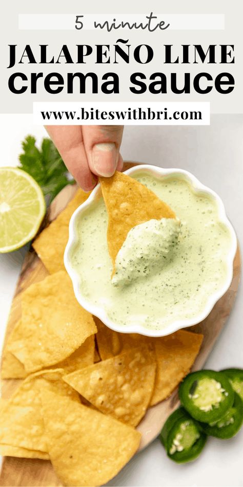 Dip Chips, Salads Bowls, Crema Recipe, Lime Crema, Mexican Sauce, Mexican Salsa, Salsa Recipes, Recipes Authentic, Dressing Recipes