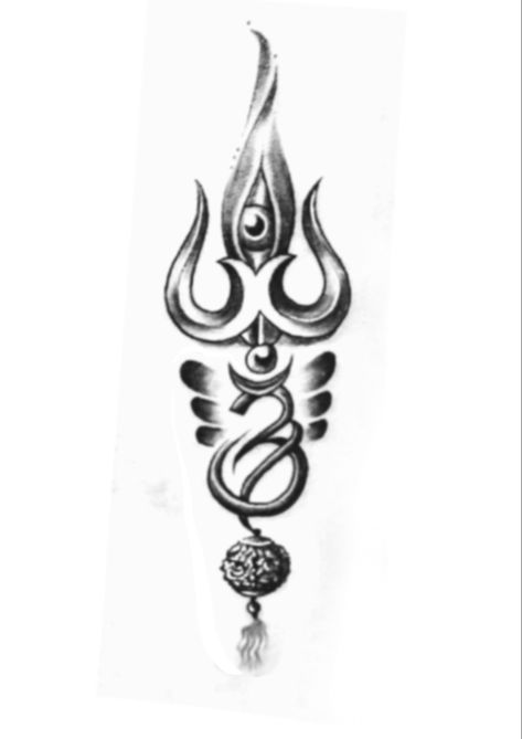 Trishul Tattoo Stencil, Shiva Trident Tattoo, Trisula Tattoo Design, Trishool Tattoo, Shiv Tattoos, Trishul Tattoo Design, Rj Tattoo, Devotional Tattoo, Om Trishul Tattoo