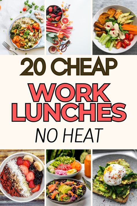 20 Lunch Ideas for Work - No Microwave Meal Prep Recipes Lunch, Tasty Lunch Ideas, Lunches To Take To Work, Cheap Meals On A Budget, Lunches For Work, Office Lunches, Lunch Ideas For Work, Work Lunches, Tasty Lunch