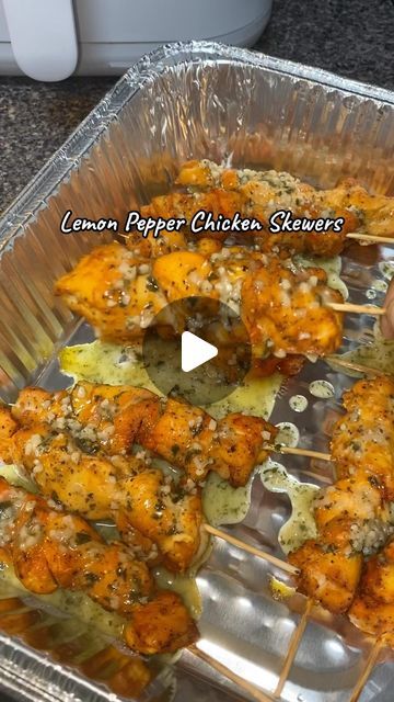 Chef Ev on Instagram: "Mini Lemon Pepper Chicken Skewers 🍋#eatingwithev • • • • • #lemonpepepperchickenskewers #chickenskewers #airfryerrecipes #easyrecipe #airfryer #foodblog #lemonpepperchicken #foodblogger #lifestyleblogger" Chicken Skewers In Oven, Lemon Pepper Chicken Skewers, Sweet Pepper Recipes, Recipes With Chicken And Peppers, Grilled Chicken Skewers, Mini Sweet Peppers, Skewers Grill, Skewer Recipes, Lemon Pepper Chicken