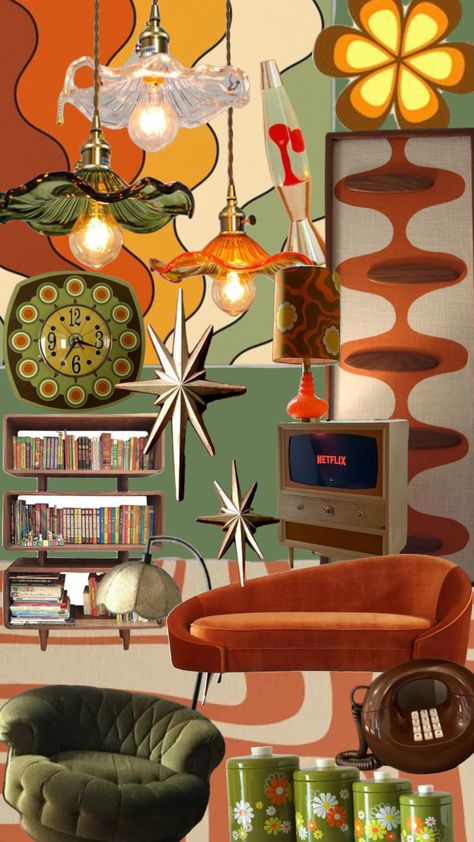 60s 70s Decor, 1960s Interior Design, Estilo Kitsch, 70s Room, 70s Interior Design, 70s House, 70s Interior, Retro Bedrooms, Retro Interior Design