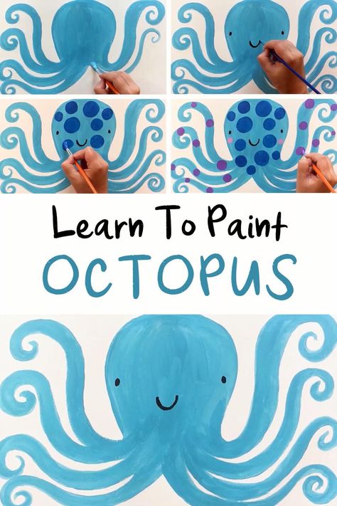 Elementary Ocean Art Projects, Water Themed Art Projects, Crab Painting For Kids, Octopus Art For Kids, Octopus Kindergarten, Under The Sea Art Projects, Octopus Crafts For Kids, Octopus Art Project, Octopus Activities