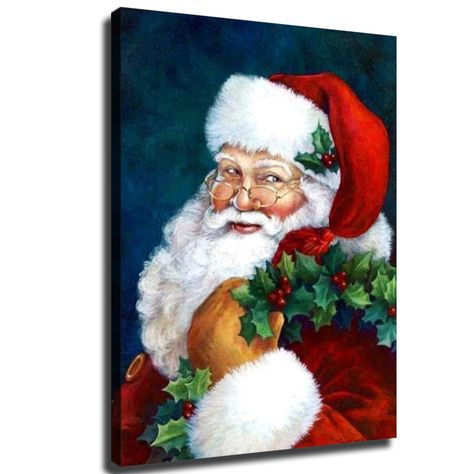 Jolly Santa, Christmas Canvas, Santa Claus, Wall Art, Canvas, Wall, Christmas, Art