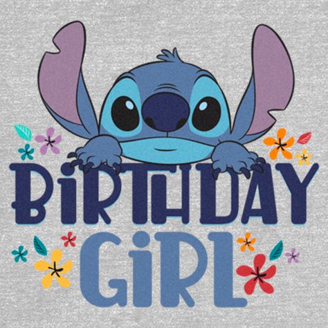 Ohana means family, and family means no tee gets left behind! Find the perfect style for your special day with this officially licensed Juniors' Disney Lilo & Stitch Birthday Girl Stitch Graphic T-Shirt! This fun design features Stitch peeking over the phrase: "Birthday Girl" in shades of blue, surrounded by colorful flowers across the front. Celebrate a certain alien, otherwise known as Experiment 626 this year with new fabulous apparel from this incredible movie! Enjoy comfort and fashion at the same time with this unique Birthday juniors' graphic tee design from Lilo & Stitch. Strut your stuff with this stylish new juniors' t-shirt that is perfect for that special day! Featuring Stitch peeking over the phrase: "Birthday Girl" in shades of blue, surrounded by colorful flowers across the Stitch Birthday Wallpaper, Stitch Birthday Cards Diy, Stitch Birthday Ideas, Stitch Happy Birthday, Disney Stencils, Experiment 626, Birthday Girl T Shirt, Stitch Birthday, Graphic Onesies