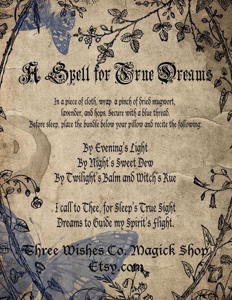 spell for true dreams Witch Grimoire, Dionysus God, Witches Book, Dream Spell, Sleep Spell, Book Of Shadows Grimoire, Charmed Book Of Shadows, Book Of Spells, Three Wishes